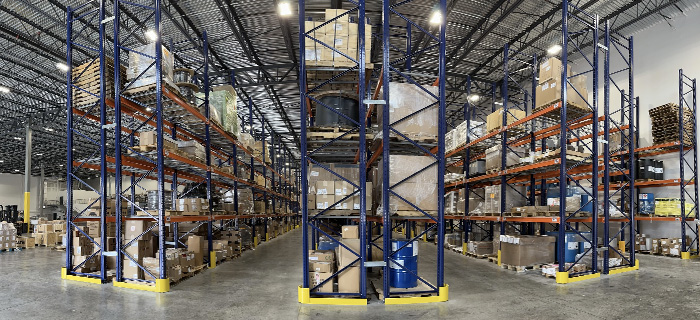 logistic operations - panoramic view of warehouse – rack area
